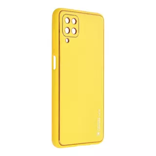 Telefontok Samsung Galaxy A12 - Forcell műbőr hátlap tok, sárga