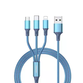 REMAX RC-189th - 3in1 kábel - (USB - Lightning / Type-C / MicroUSB) kék kábel 3,1A, 1,2 m
