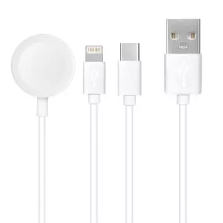 C3166 3in1 - (USB / Lightning, Type-C, Apple Watch) fehér kábel, 2A