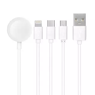 C3183 4in1 - (USB / Lightning, Type-C, MicroUSB, Apple Watch) fehér kábel, 2A