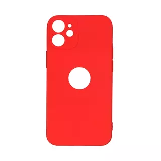 Telefontok iPhone 12 mini - piros pastel szilikon tok (Apple logónál kivágással)