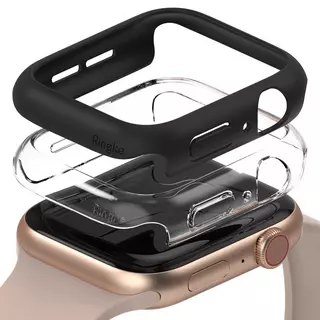 Ringke Slim műanyag védő keret Apple Watch 4 / 5 / 6 / SE (40mm) okosórához fekete+átlátszó
