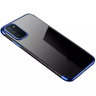 Telefontok Xiaomi Redmi 9T / Poco M3 - Clear color kék keretes, átlátszó szilikon tok