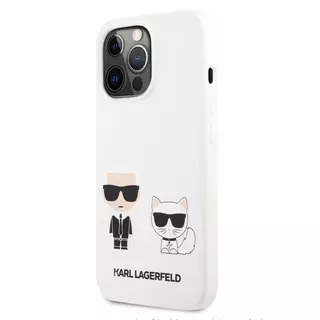 Telefontok iPhone 13 Pro - Karl Lagerfeld Karl&Choupette fehér hátlap tok