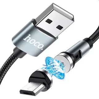 Töltőkábel: HOCO - mágneses USB / MicroUSB kábel, 1,2m 2,4A fekete, elfordítható fejjel