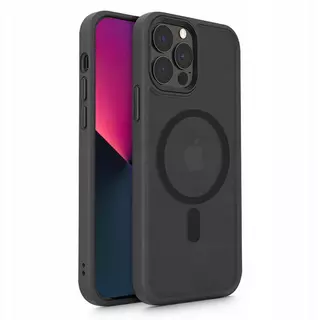 Telefontok iPhone 13 Pro - Tech-Protect Magmat MagSafe kompatibilis áttetsző műanyag hátlap tok, fekete szilikon kerettel