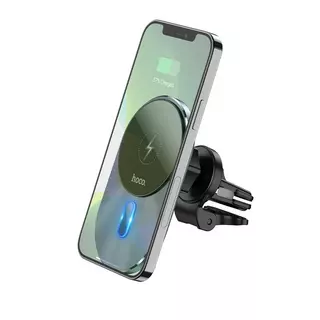 Telefontartó: HOCO CA91 - MagSafe töltős, szellőzőrácsra rögzíthető fekete telefontartó + fekete Type-C (USB-C) töltő vezeték