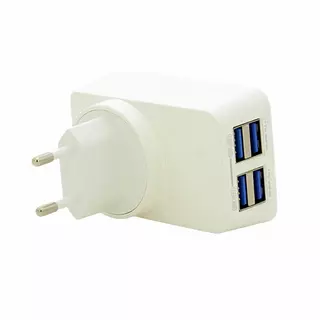 Hálózati töltő: LDNIO DL-AC62 - 4 USB porttal, univerzális hálózati töltő, fehér, 4,2A + USB / Lightning kábel, fehér 1m