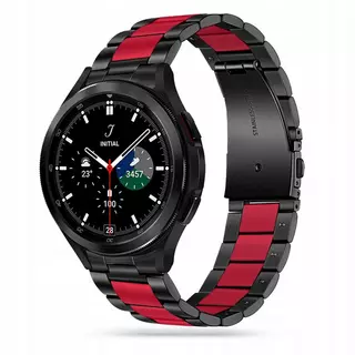 Samsung Galaxy Watch 4 (40 / 42 / 44 / 46 mm) okosóra fémszíj - fekete/piros fémszíj