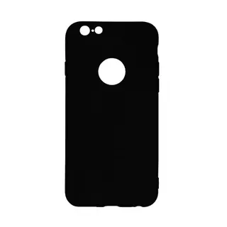 Telefontok iPhone 6/6s - fekete szilikon hátlap tok (Apple logónál kivágással)