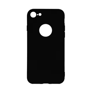 Telefontok iPhone 7 / 8 - fekete szilikon hátlap tok (Apple logónál kivágással)