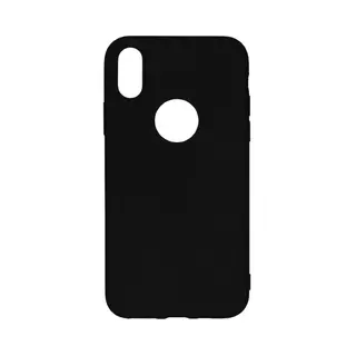 Telefontok iPhone X / XS - fekete szilikon hátlap tok (Apple logónál kivágással)