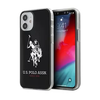 Telefontok iPhone 12 mini - U.S. Polo Assn. Big Horse - műanyag mintás hátlap tok, szilikon kerettel - fekete