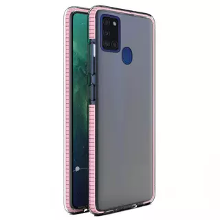 Telefontok Samsung Galaxy A21s - Spring átlátszó tok, pink kerettel