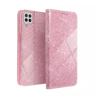 Telefontok Samsung M22 - pink Shiny mágneses szilikon keretes könyvtok