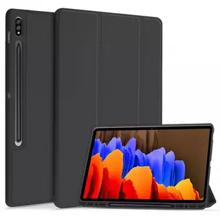Tablettok Samsung Galaxy Tab S7 FE (SM-T730, SM-T736B) - fekete smart case tablet tok ceruza tartóval
