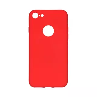 Telefontok iPhone 7 / 8 - matt piros szilikon tok (Apple logónál kivágással)