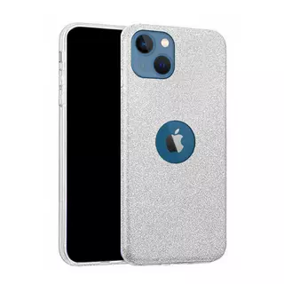 Telefontok iPhone 13 - Ezüst Shiny tok (Apple logónál kivágással)
