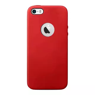 Telefontok iPhone 5/5S/SE - piros Pastel szilikon tok (Apple logónál kivágással)