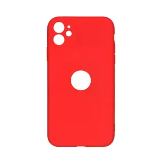 Telefontok iPhone 11 - piros szilikon tok (Apple logónál kivágással)