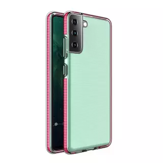 Telefontok Samsung Galaxy S21 FE - Spring átlátszó tok, pink kerettel