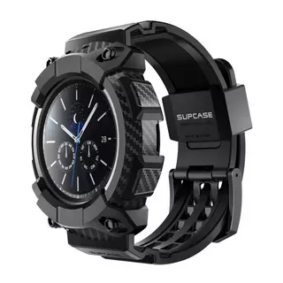 Samsung Galaxy Watch 4 (46 mm) okosóra szíj+tok - SUPCASE Unicorn Beetle Pro fekete szilikon szíj+tok