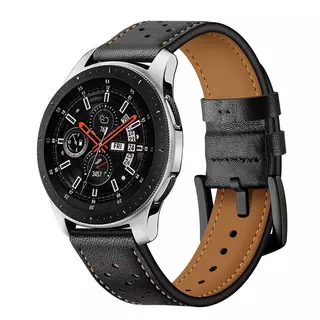 Samsung Galaxy Watch 3 (45 mm) okosóra szíj - TECH-PROTECT Leather fekete bőr szíj (22 mm szíj szélesség)