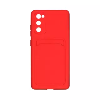 Telefontok Samsung Galaxy S20 FE - piros szilikon hátlap tok, kártyatartó zsebbel