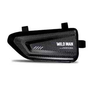 Biciklis tartó: WildMan E4 - Univerzális, vízálló biciklivázra szerelhető, fekete telefon tartó táska tároló rekesszel