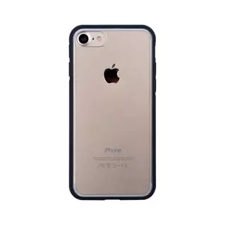 Telefontok iPhone 7 / 8 / SE 2020 - átlátszó műanyag hátlap tok, fekete szilikon kerettel
