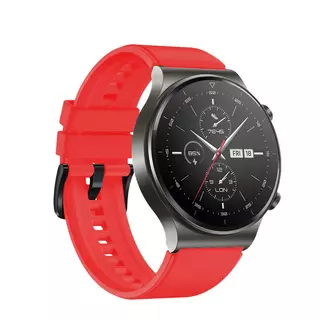 Huawei Watch GT / GT2 / GT2 Pro (46 mm) okosóra szíj - piros szilikon (22 mm) sima kialakítás