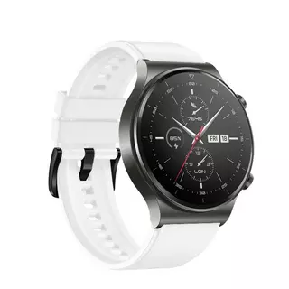 Huawei Watch GT / GT2 / GT2 Pro (46 mm) okosóra szíj - fehér szilikon (22 mm) sima kialakítás