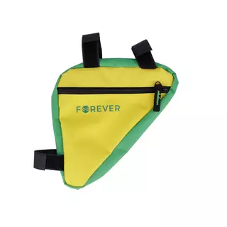 Biciklis tartó: Forever FB-100 - Univerzális, cseppálló biciklivázra szerelhető, zöld/sárga telefon tartó táska