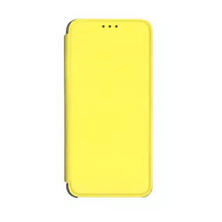 Telefontok Samsung Galaxy A12 Nacho - Slim BookCover sárga könyvtok, átlátszó ütésálló szilikon kerettel