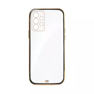 Telefontok Samsung Galaxy A13 (A135F és A137F) - Forcell Lux - átlátszó szilikon hátlap tok arany/fekete kerettel