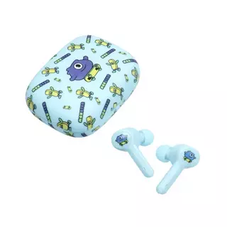 Headsett: Jellie Monster 06BT - kék/mintás vezeték nélküli stereo headset, töltőtokkal