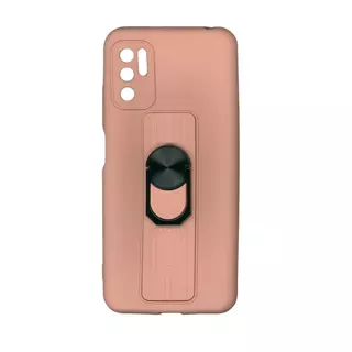 Telefontok Xiaomi Redmi Note 10 5G / Xiaomi Poco M3 Pro 5G - pink gyűrűs, kitámasztható szilikon hátlap tok