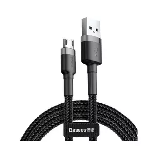 BASEUS Cafule - USB / MicroUSB fekete szövet adatkábel 2,4A, 3m 