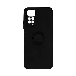 Telefontok Xiaomi Redmi Note 11 - Grip fekete szilikon tok, kitámasztó ujjgyűrűvel