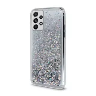 Telefontok Samsung Galaxy A53 5G - folyékony ezüst csillámos, átlátszó hátlap tok 
