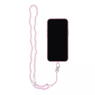 Telefontok: Crystal Diamond - univerzális tokba helyezhető nyakba akasztó, átlátszó / pink gyöngy