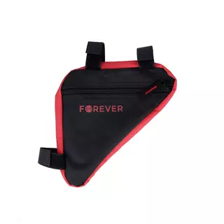 Biciklis tartó: Forever FB-100 - Univerzális, cseppálló biciklivázra szerelhető, fekete/piros telefon tartó táska