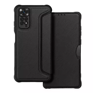 Telefontok Xiaomi Redmi Note 11 - Forcell Razor - fekete mágneses, ütésálló szilikon keretes könyvtok
