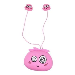 Headset: Jillie Monster - pink audio jack csatlakozós stereo headset, mikrofonnal + szilikon tartóval