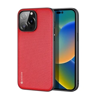 Telefontok iPhone 14 Pro Max - Dux Ducis Fino piros műanyag tok, szilikon kerettel