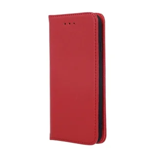 Telefontok iPhone 14 Pro - Smart piros mágneses szilikon keretes Eredeti Bőr könyvtok