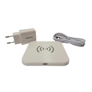 Telefon töltő: Choetech T511-S - fehér vezeték nélküli (Wireless) töltőkészlet: töltő 10W + töltőfej + USB/MicroUSB kábel, 1m