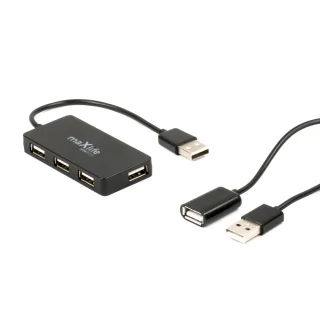 Adapter: MaxLife HUB - 4xUSB porttal + USB fekete kábel, 1,5m
