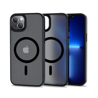 Telefontok iPhone 14 Plus - Tech-Protect Magmat MagSafe kompatibilis áttetsző műanyag hátlap tok, fekete szilikon kerettel