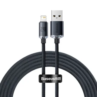 Kábel: BASEUS - USB / Lightning ultra gyors, fekete szövet kábel 2m, 2,4A